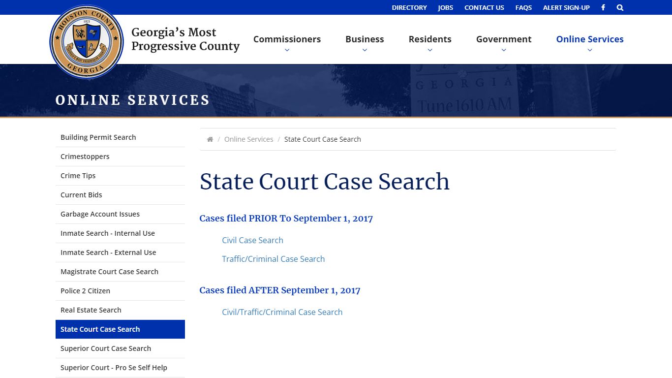 State Court Case Search - Houston County