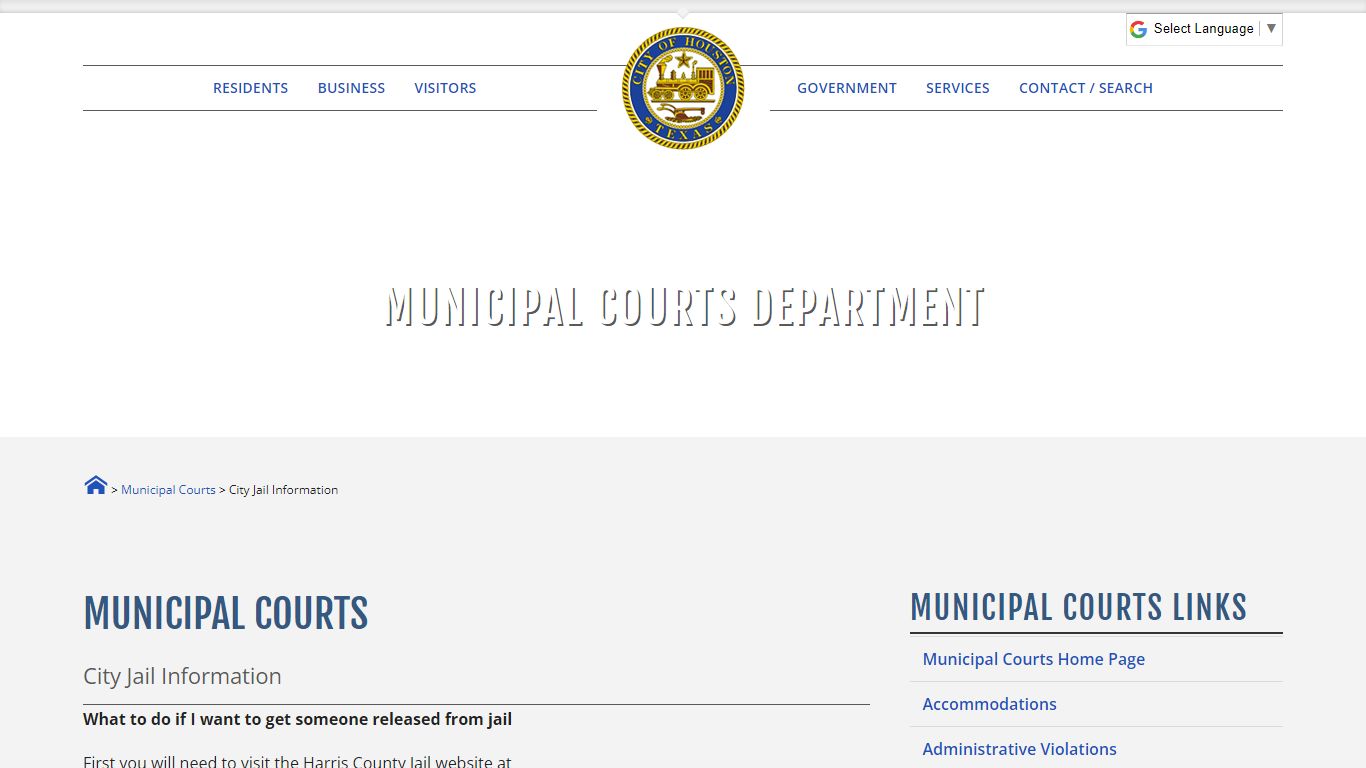 City Jail Information - City of Houston eGovernment Center